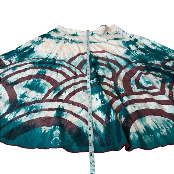 Green Habit Boho Full A Line Cotton Green Oatmeal Art to Wear Midi Skirt US 6 - Picture 13 of 15